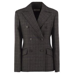 Weekend Maxmara Women Wkdocchio - Double-Breasted Virgin Wool Checked Blazer